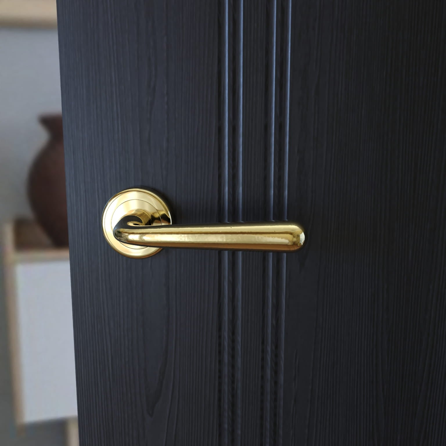 Lea KLE G00 Brass - Door Handle on a Round Rose