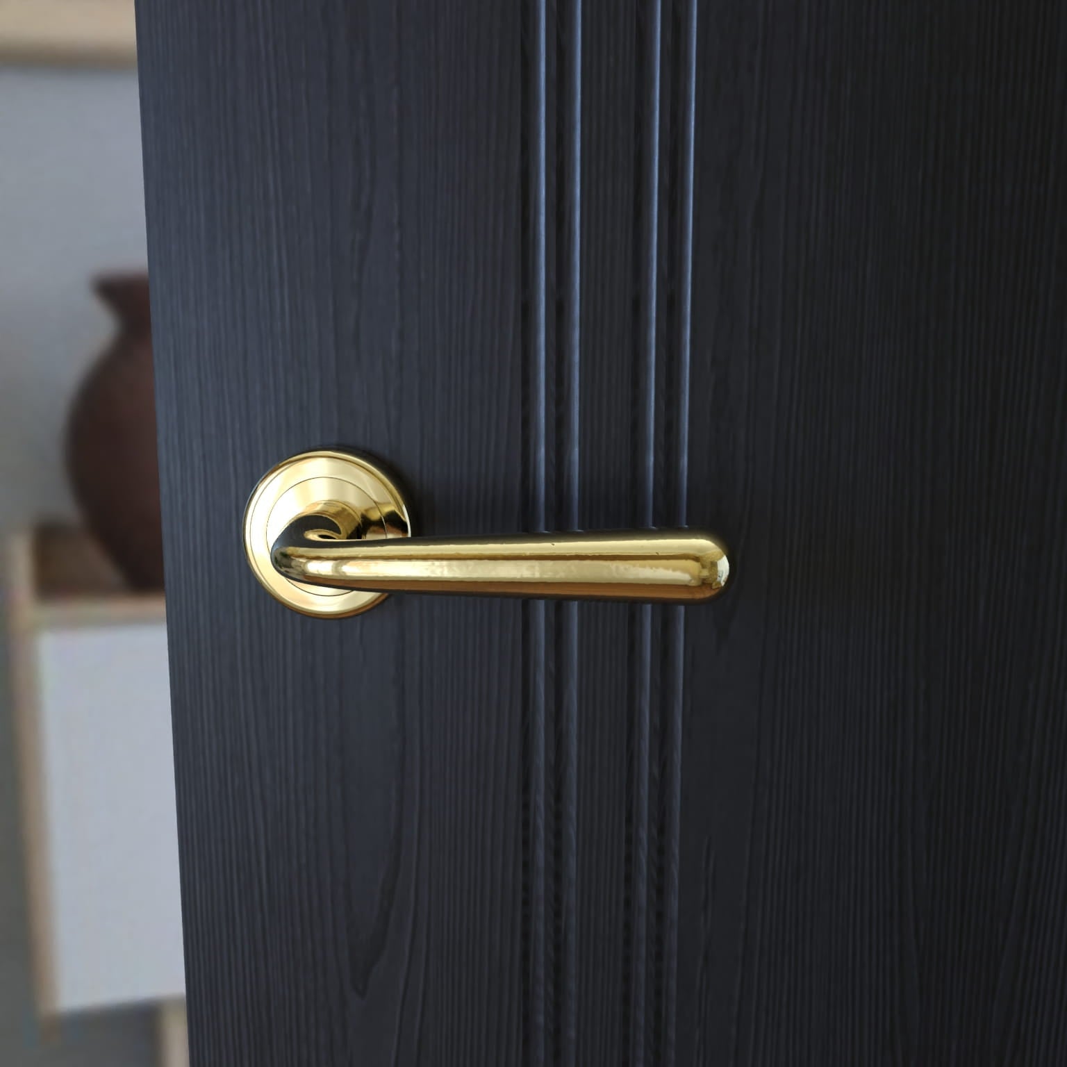 Infinity Line Lea KLE G00 Brass - Door Handle on a Round Rose