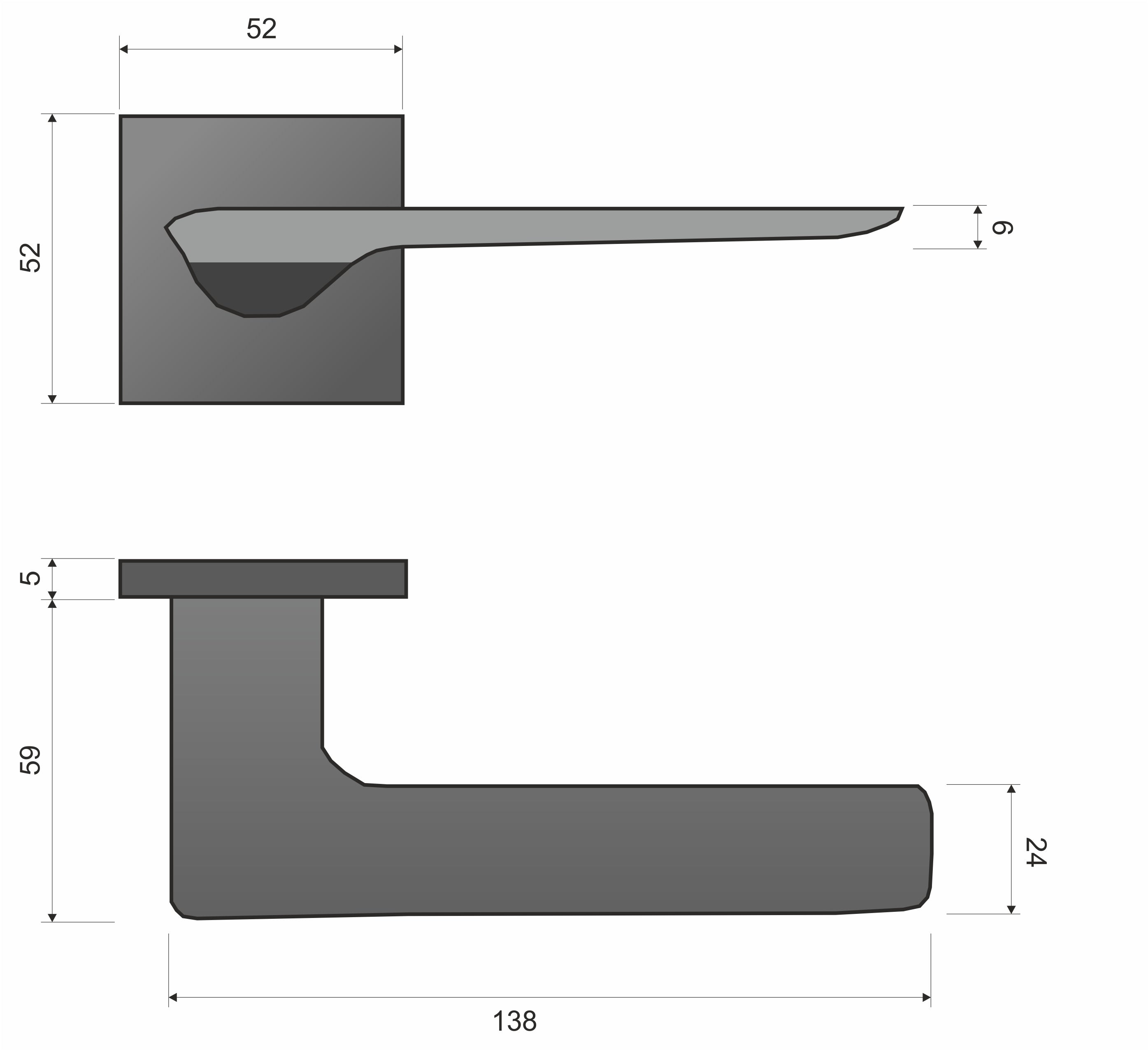 Linea FIT white KLIN S 800 - Door Handle on a Square Rose