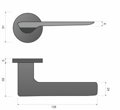 Linea SLIM white WEDGE S O 800 - Door Handle on a Round Rose