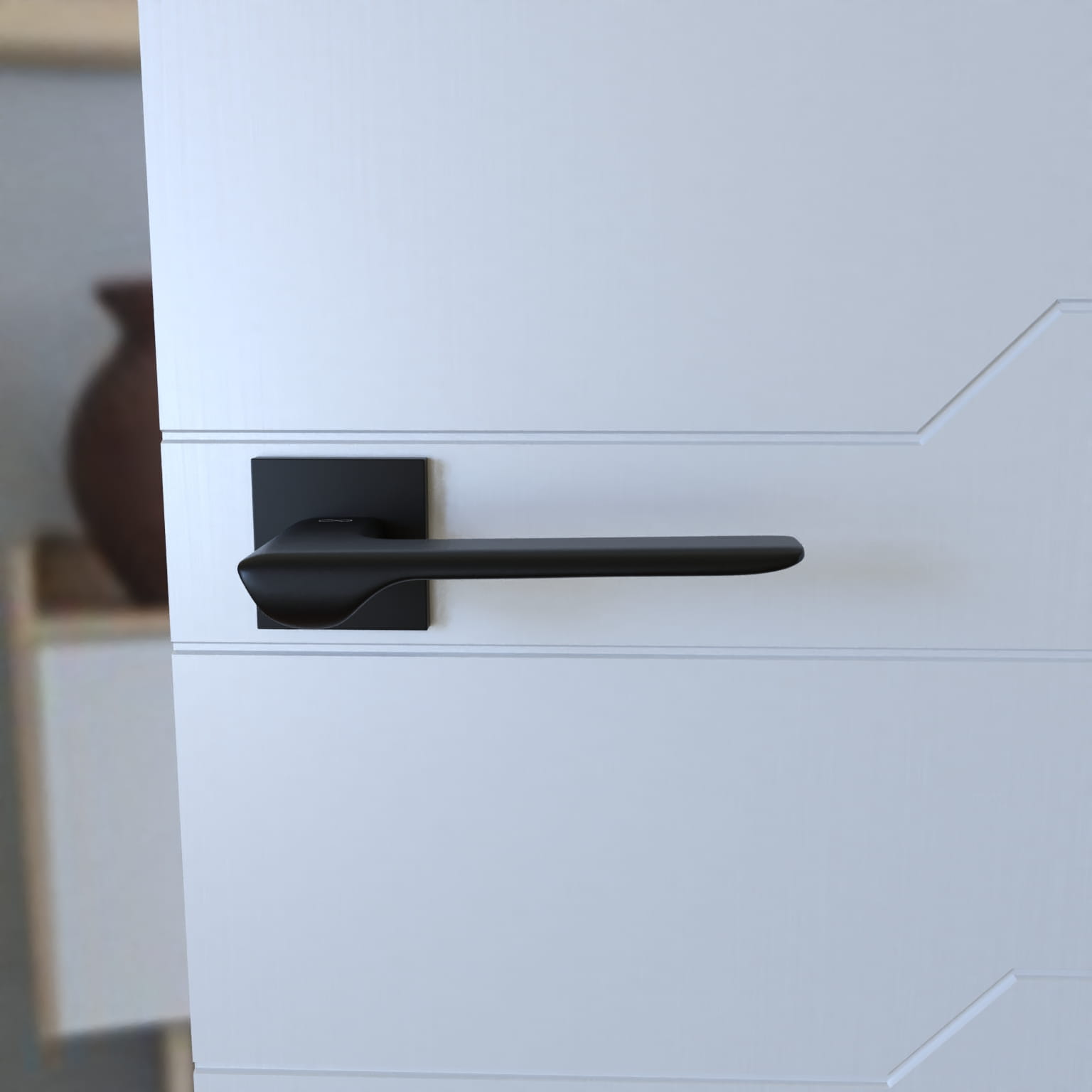 Infinity Line Linea SLIM Black WEDGE S B00 - Door Handle on a Square Rose