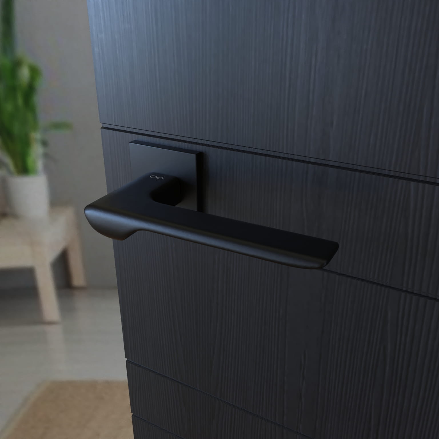 Infinity Line Linea SLIM Black WEDGE S B00 - Door Handle on a Square Rose
