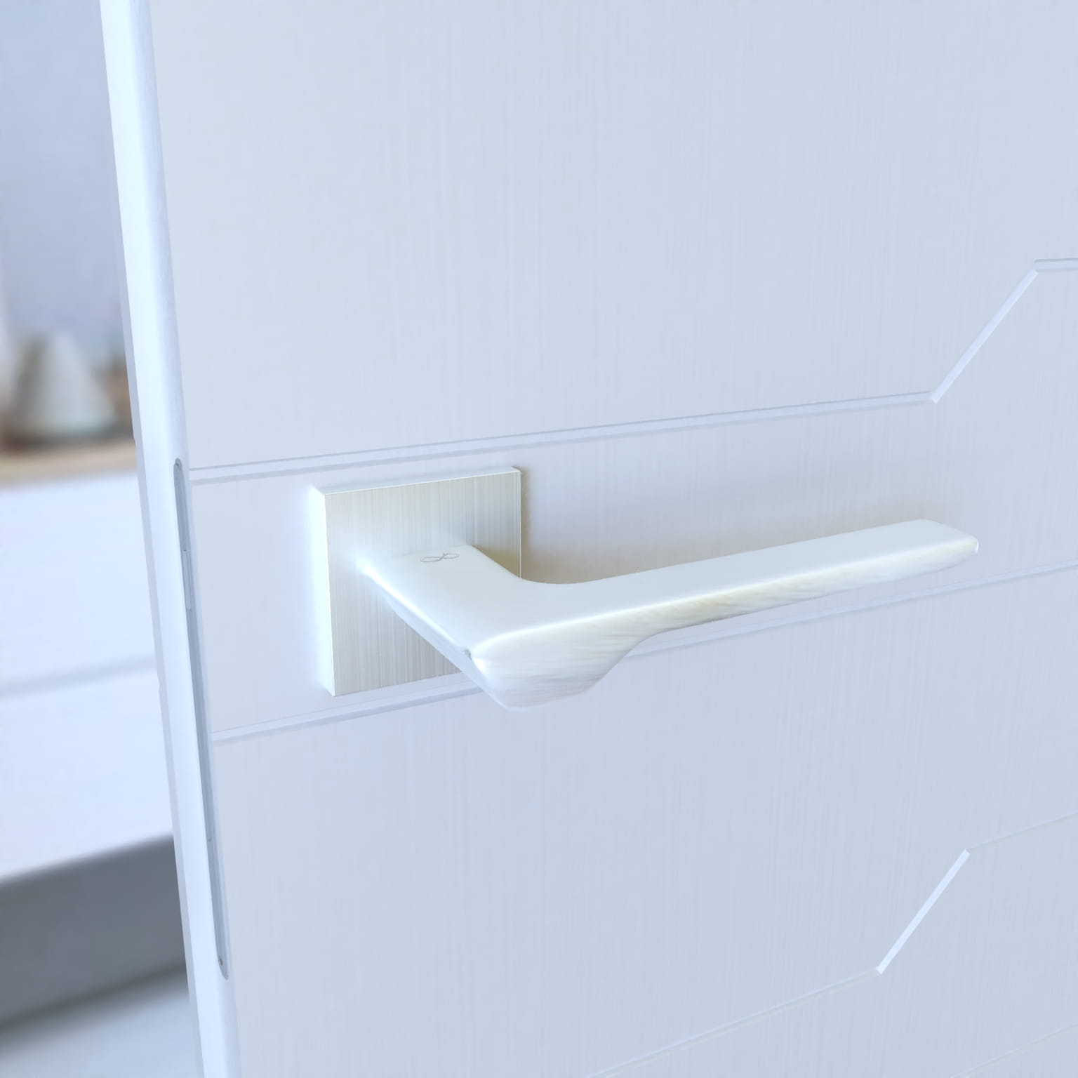 Infinity Line Linea SLIM Mattt Chrome WEDGE S M700 - Door Handle on a Square Rose
