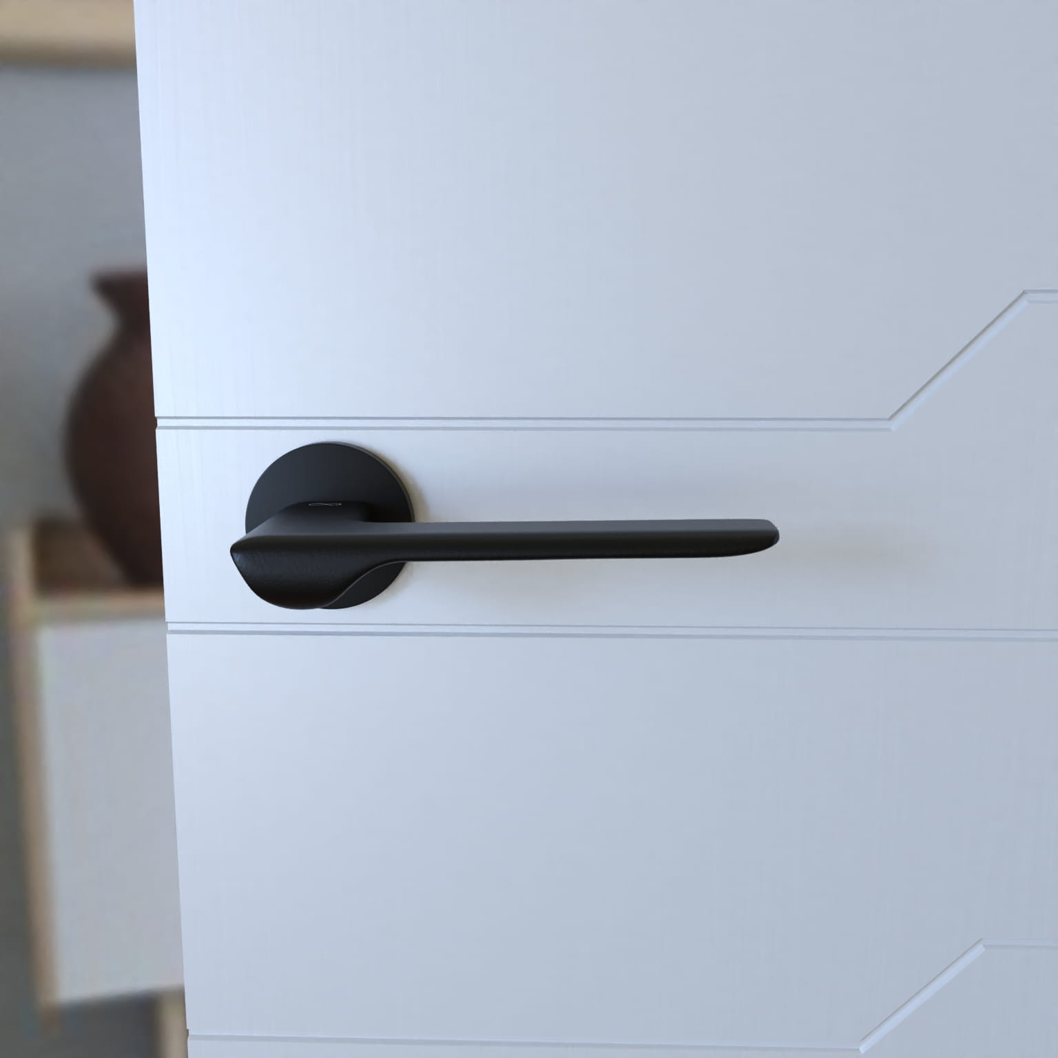 Infinity Line Linea SLIM Black WEDGE S O B00 - Door Handle on a Round Rose