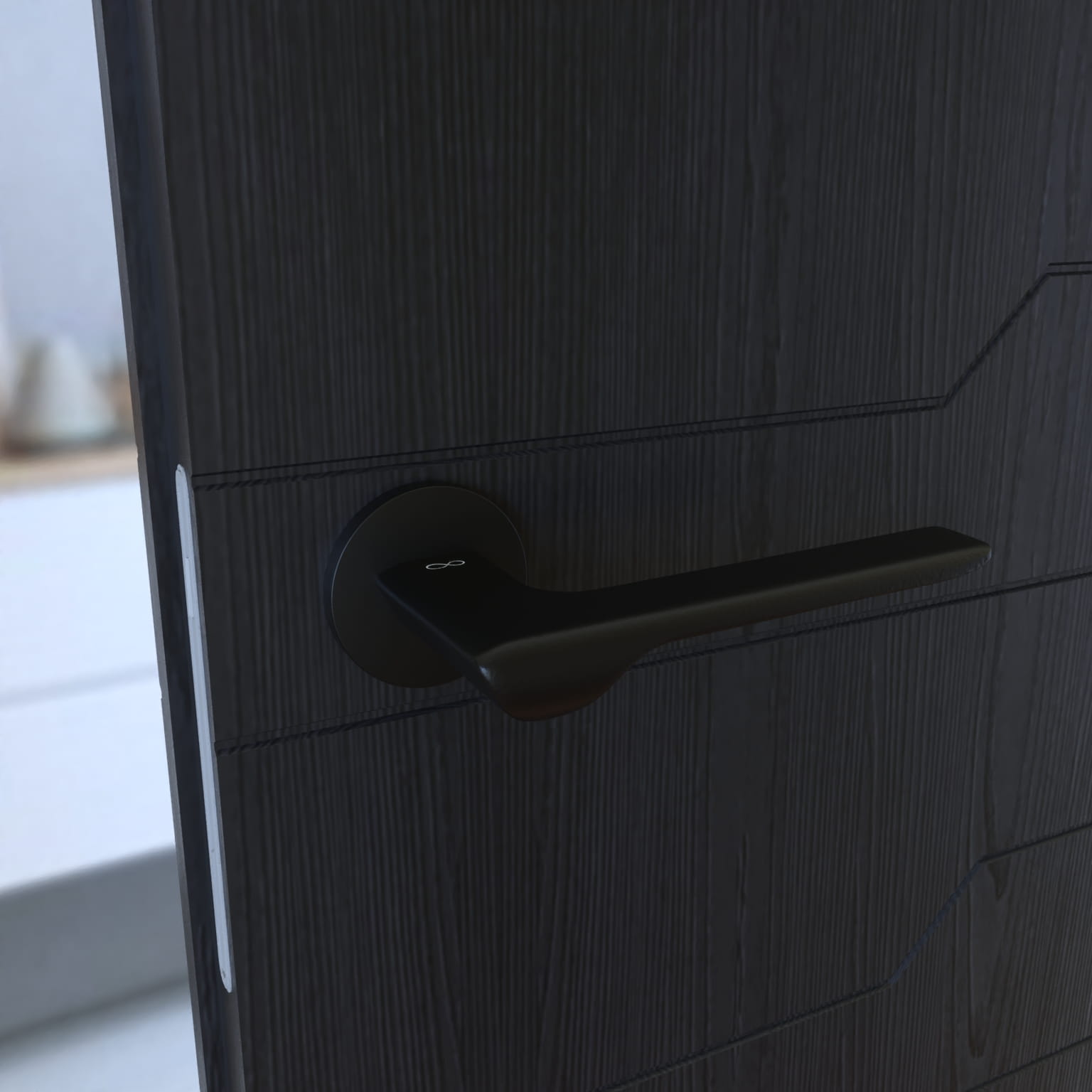 Infinity Line Linea SLIM Black WEDGE S O B00 - Door Handle on a Round Rose