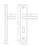 ACT Monte door  - Door Handle on a Backplate - F9 steel