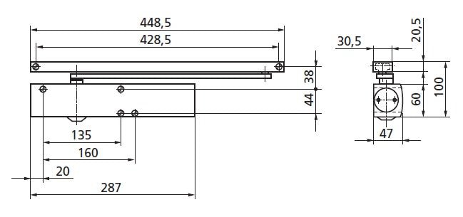 Geze TS 5000 White - door closer with sliding bar