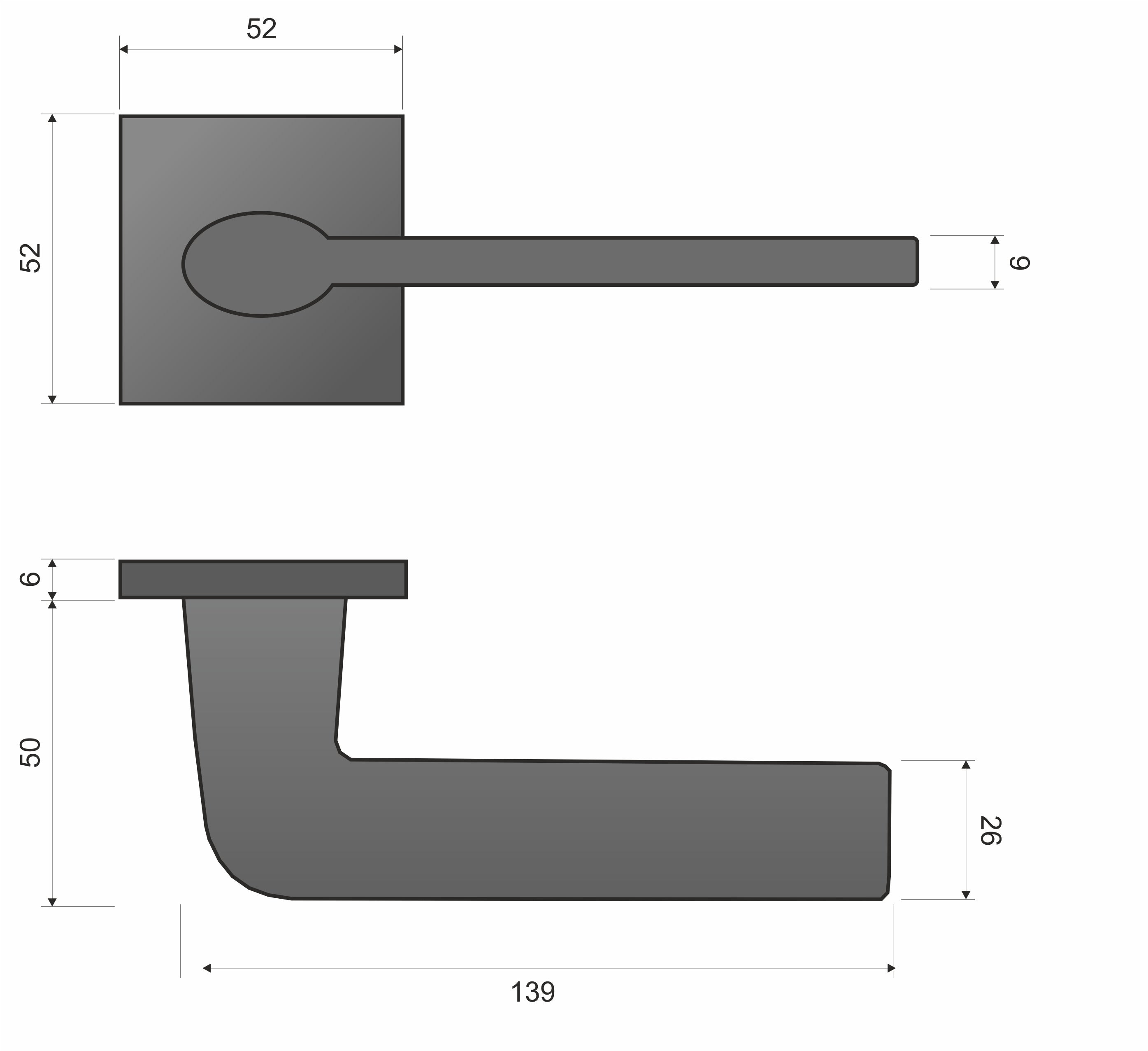 Stinger FIT copper mat KSR M M00 - Door Handle on a Square Rose