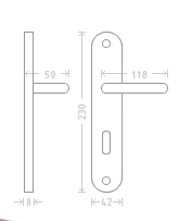 ACT Viola Shield Door Handle - silver