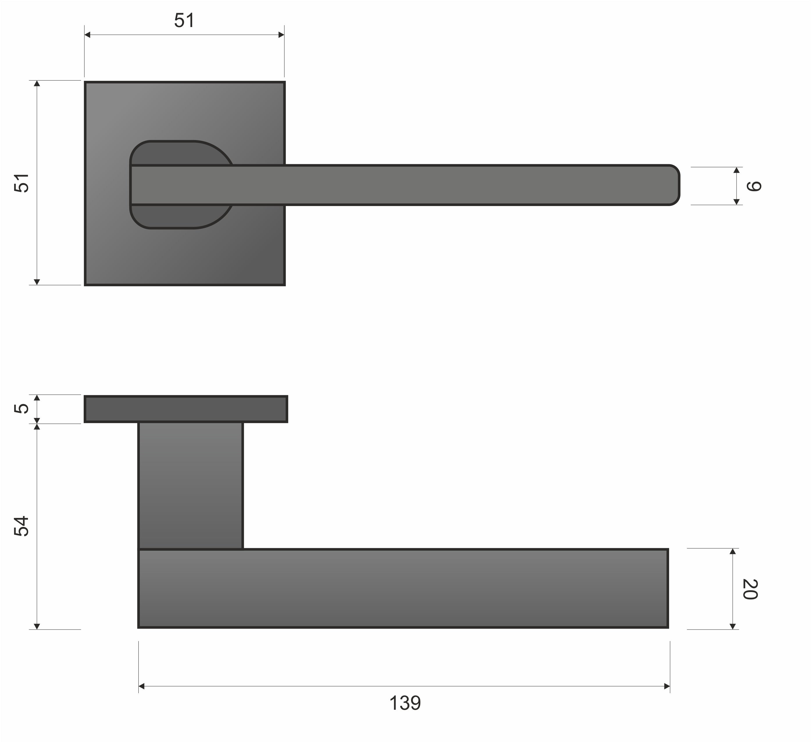 Infinity Line Nicola KNIC S B00/M700 Black/Chrome-Matt - Door Handle on a Square Rose