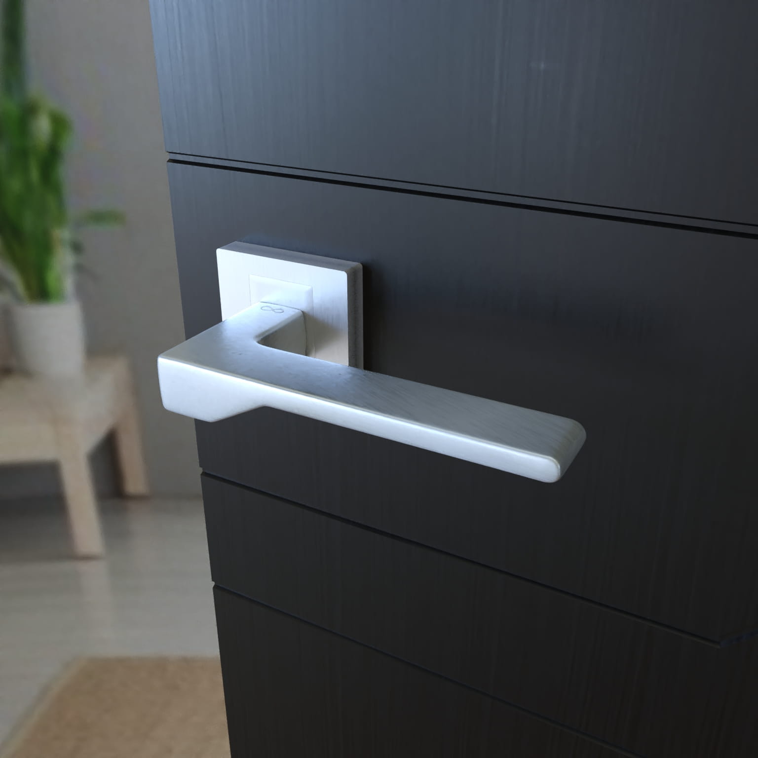 Infinity Line New KNV M700 Chrome Matt - Door Handle on a Square Rose