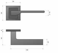 Infinity Line New KNV B00 Black - Door Handle on a Square Rose