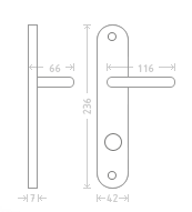 ACT Pia door  - Door Handle on a Backplate - F9 steel