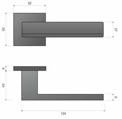 Platon FIT black KPF B00 - Door Handle on a Square Rose