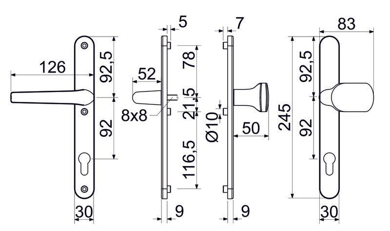 Richter Czech RHD.005 for Plastic doors -  handle/knob