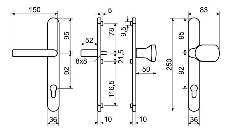 Richter Czech RHD.0031 for Plastic doors -  handle/handle