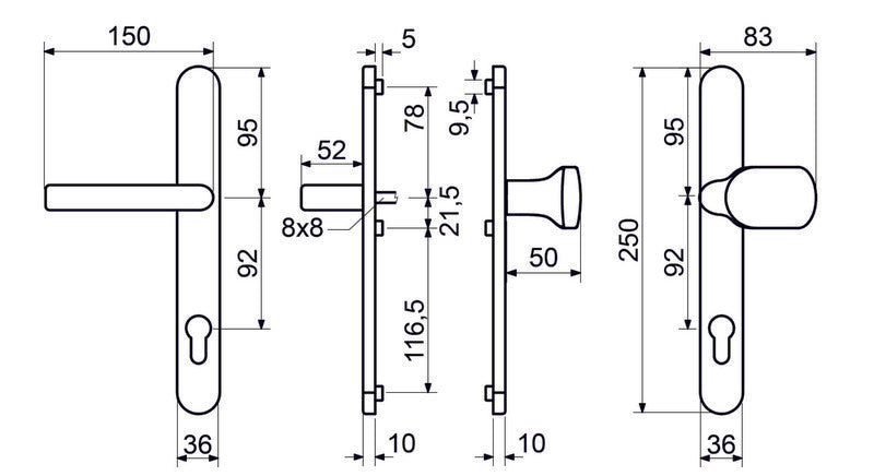 RHD.0030 for Plastic Door -  handle/knob