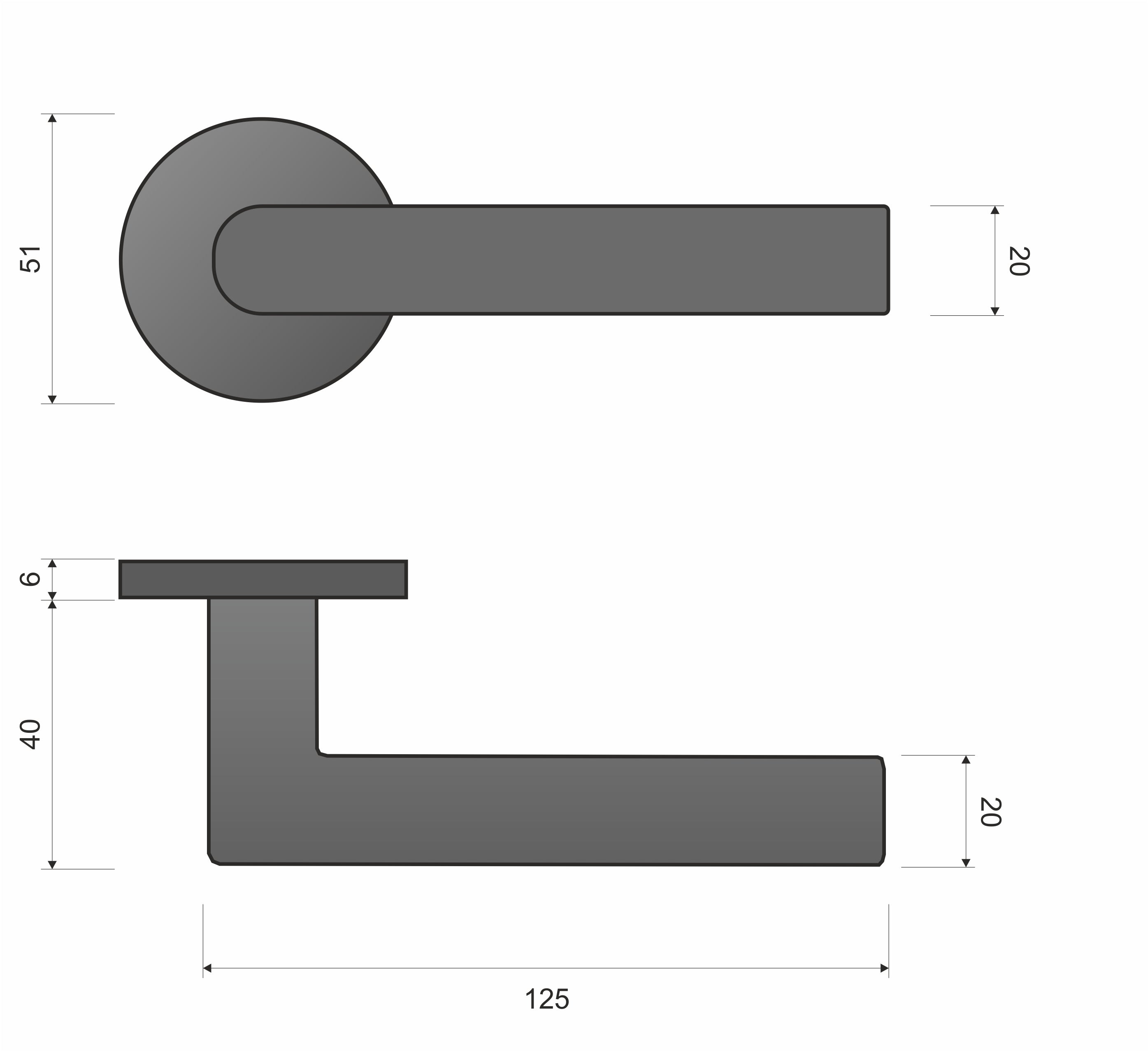 Infinity Line Ronda FIT KRD O BOO black - Door Handle on a Round Rose