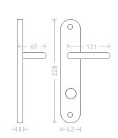ACT Rosa door  - Door Handle on a Backplate - F9 steel