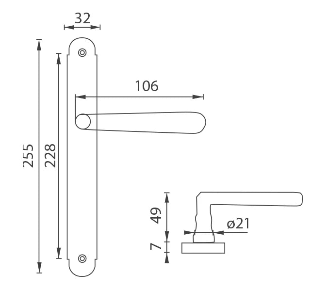 MP fittings ALT Wien Door Handle on a Backplate - Black Textured