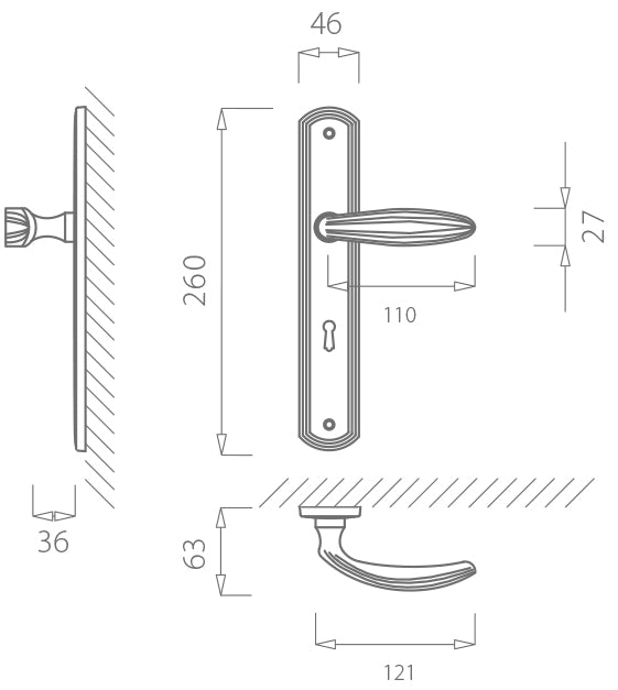 Sofia exclusive  - Door Handle on a Backplate