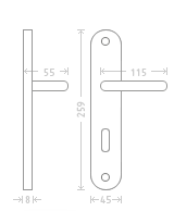 Rustic Door Handle on a Backplate - matte bronze patina