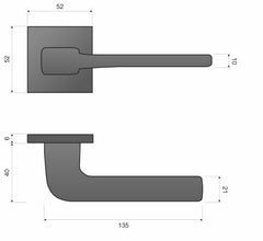 Solo gold mat KSO M G00 - Door Handle on a Square Rose