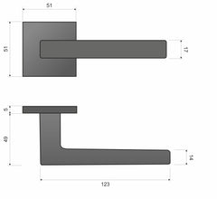 Stella SLIM black KSTE S B00 - Door Handle on a Square Rose