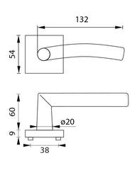 MP fittings Swing HR stainless steel - Door Handle on a Square Rose made of stainless steel