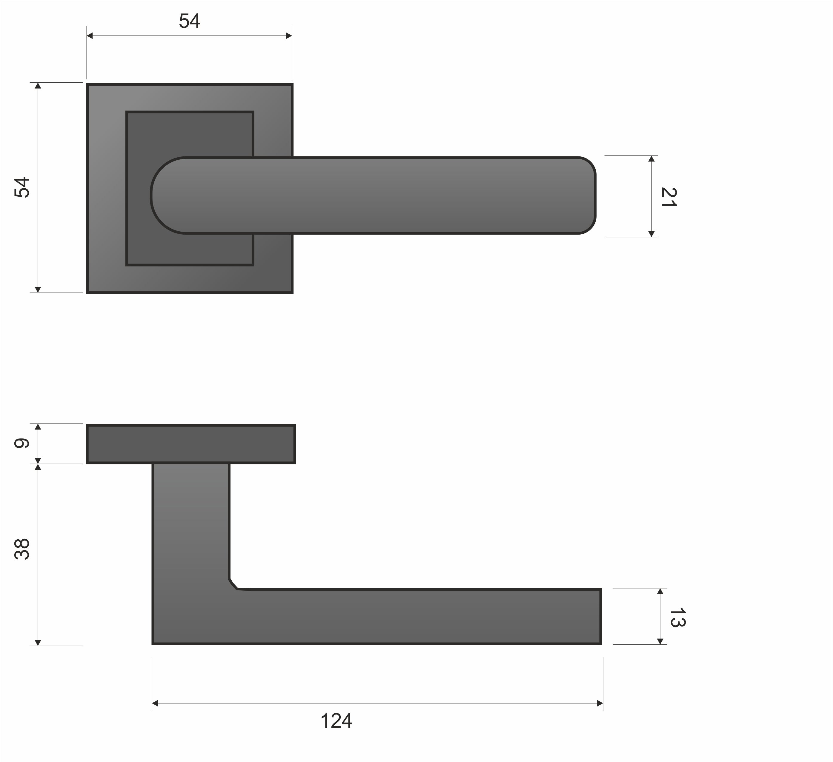 TORINO KTR 300 Satin - Door Handle on a Square Rose
