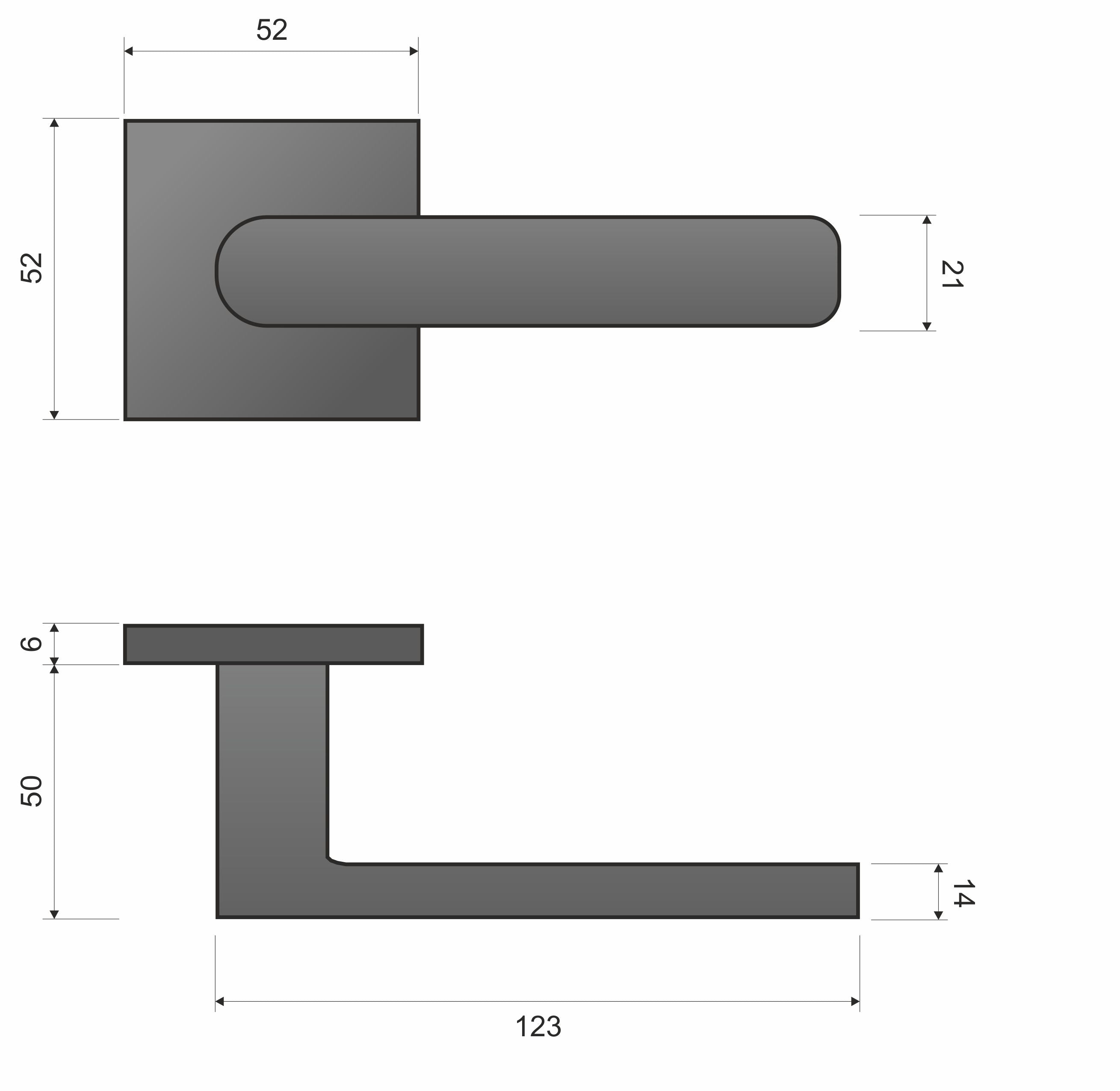 Infinity Line Torino FIT black KTF B00 - Door Handle on a Square Rose