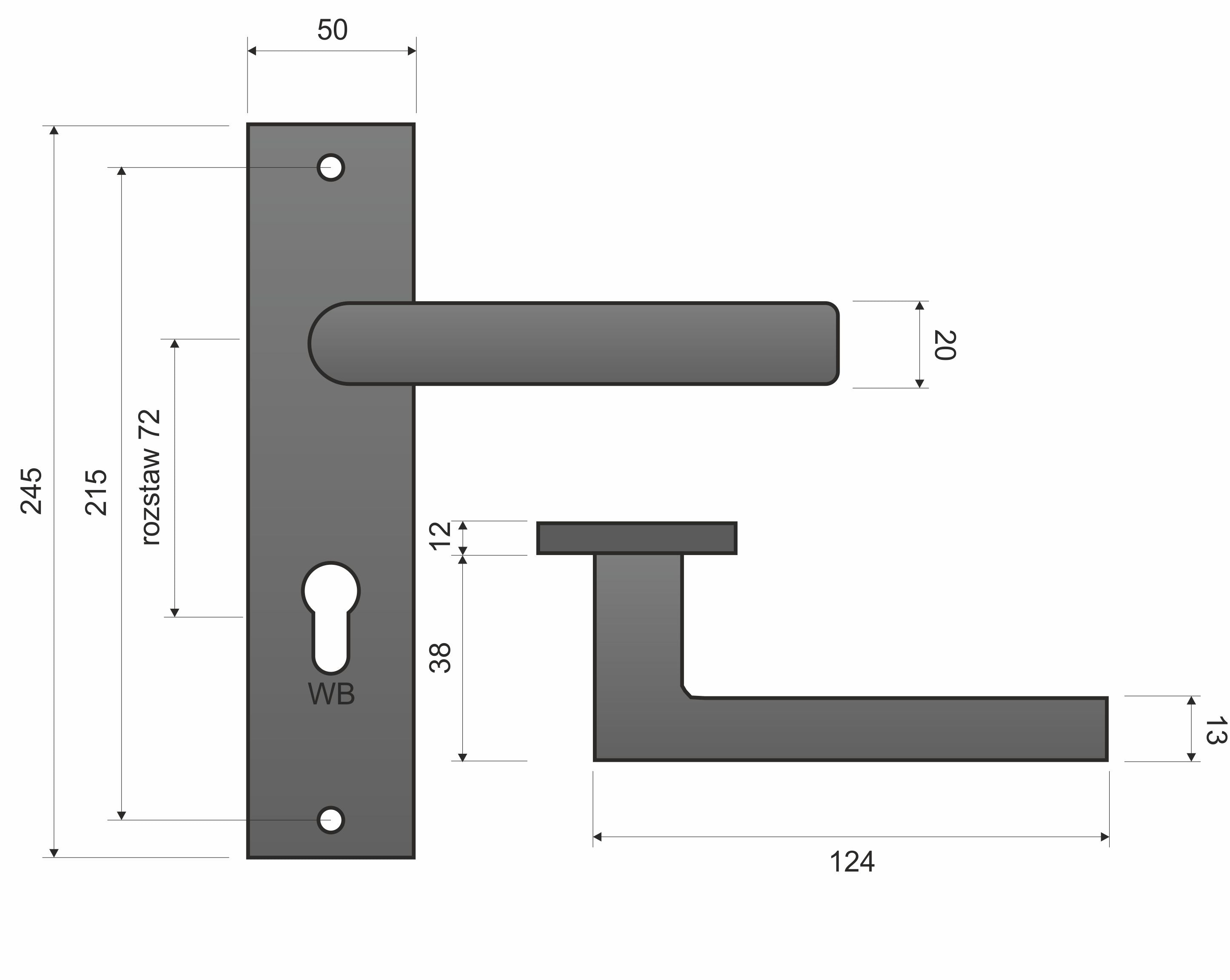 Infinity Line Torino KTR 412 Patina -External Door Handle on a Backplate