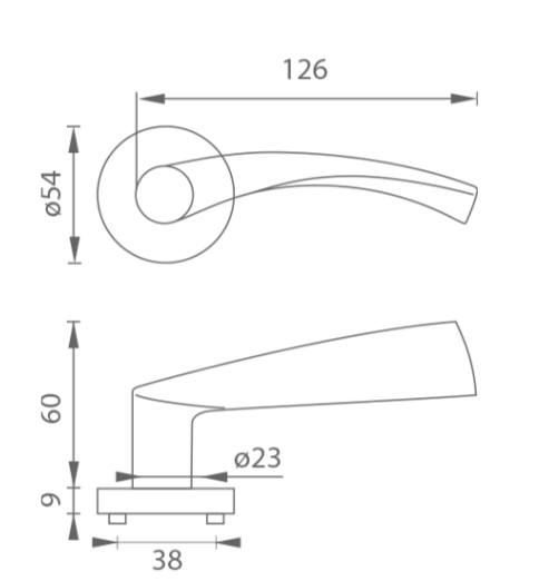 MP fittings Tornado R - Stainless Steel Door Handle on a Round Rose