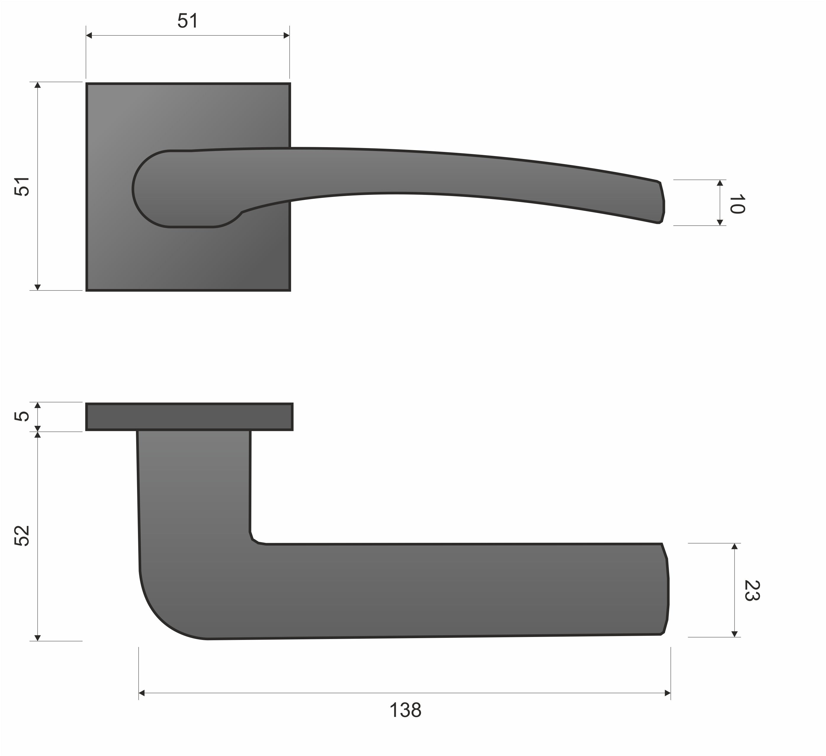 Vento SLIM Chrome KVNO S 700 - Door Handle on a Square Rose