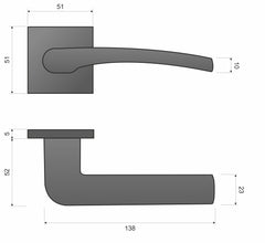 Vento SLIM Chrome KVNO S 700 - Door Handle on a Square Rose