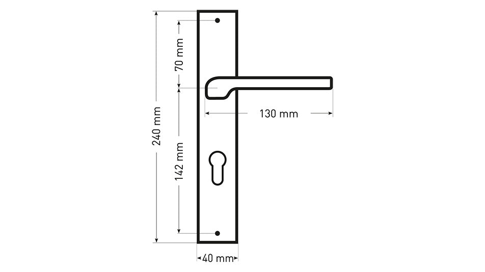 Alub Zoya Black - Door Handle on a Backplate